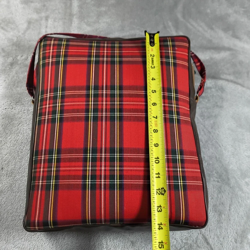 Vintage Troy Leisure Blanket‎ And Bag Red Plaid Tartan Carrying Case Made In USA